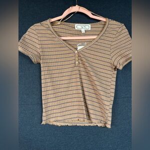Girls stripped brown top